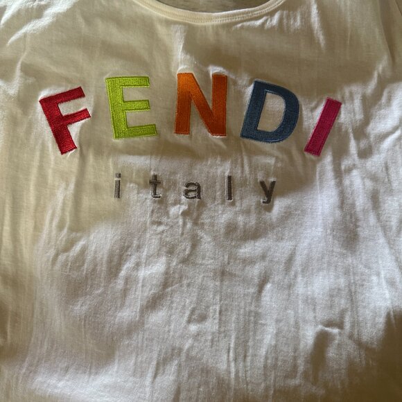 Fendi Italy Roma Amor Women's White Blouse Embroidered Size Small - Picture 3 of 7